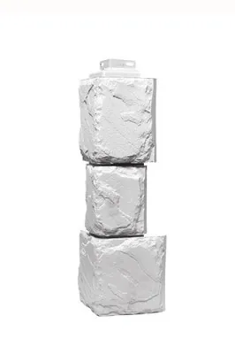 Угол Фасайдинг Серия «Камень крупный»  Мелованный белый