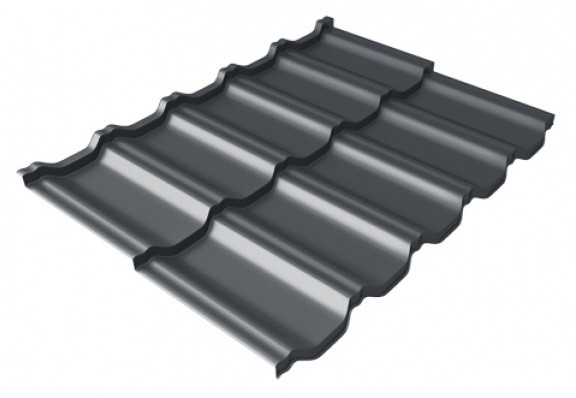 Металлочерепица модульная Квинта Uno Grand Line c 3D резом 0,5 Satin Мatt RAL 7024 мокрый асфальт купить в Чебоксарах