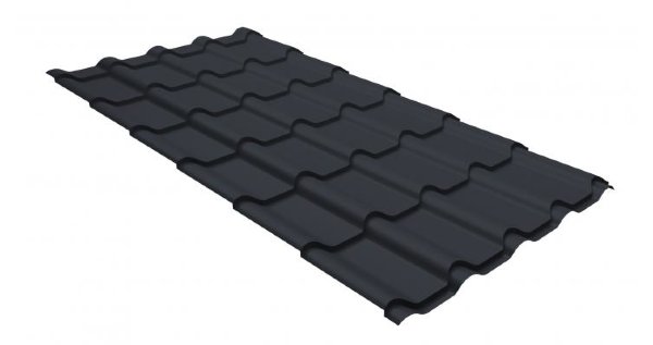 Металлочерепица камея GL 0,5 GreenCoat Pural RR 23 темно-серый (RAL 7024 мокрый асфальт) купить в Чебоксарах