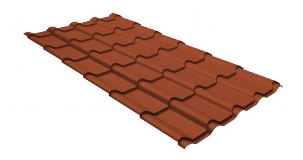 Металлочерепица камея GL 0,5 GreenCoat Pural RR 750 кирпично-красный (RAL 8004 терракота) купить в Чебоксарах