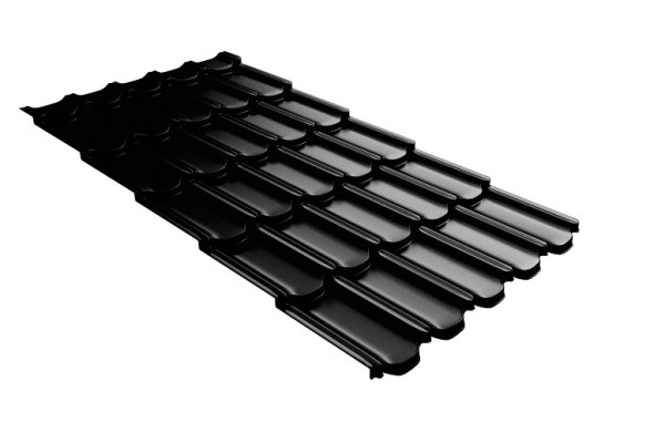 Металлочерепица квинта плюс с 3D резом 0,5 GreenСoat Pural Matt RR 33 черный (RAL 9005 черный) купить в Чебоксарах