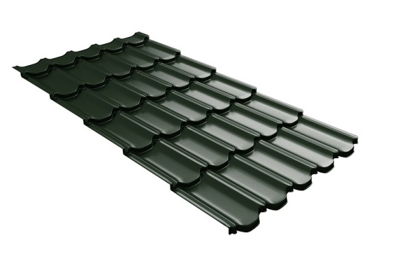 Металлочерепица квинта плюс с 3D резом 0,5 GreenСoat Pural RR 11 темно-зеленый (RAL 6020 хромовая зелень) купить в Чебоксарах