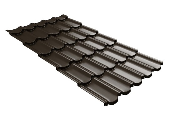 Металлочерепица квинта плюс с 3D резом 0,5 GreenСoat Pural RR 32 темно-коричневый (RAL 8019 серо-коричневый) купить в Чебоксарах