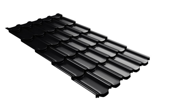 Металлочерепица квинта плюс с 3D резом 0,5 Quarzit lite RAL 9005 черный купить в Чебоксарах