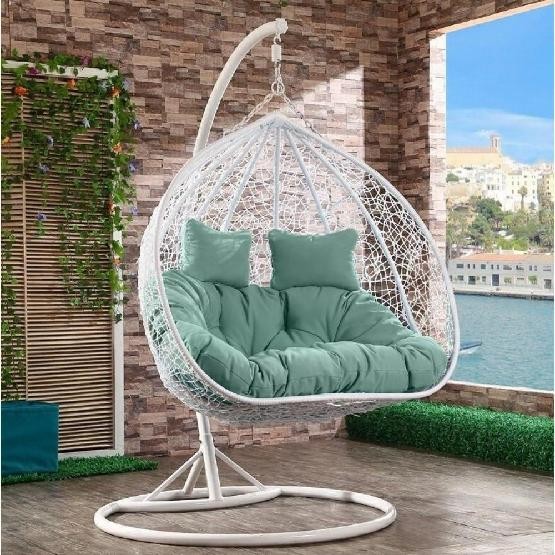 Кресло Подвесное из искусственного ротанга AFM-109A White/Green купить в Чебоксарах