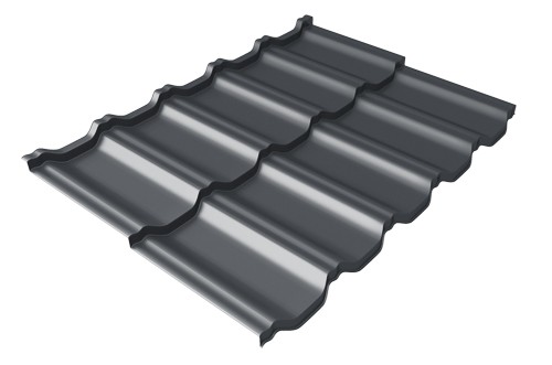 Металлочерепица модульная Квинта Uno Grand Line c 3D резом 0,5 Velur RAL 7024 мокрый асфальт купить в Чебоксарах