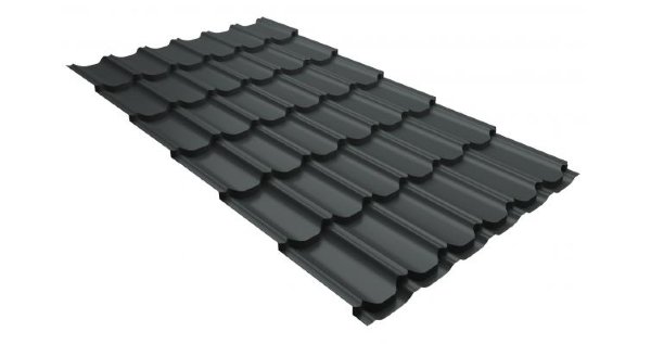 Металлочерепица квинта плюс 0,5 GreenCoat Pural RR 23 темно-серый (RAL 7024 мокрый асфальт) купить в Чебоксарах