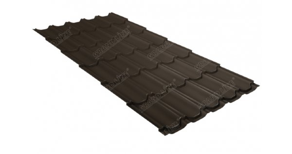 Металлочерепица квинта плюс 0,5 GreenCoat Pural Matt RR 32 темно-коричневый (RAL 8019 серо-коричневый) купить в Чебоксарах